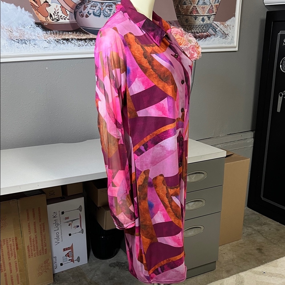 PrettyLittleThing Pink and Orange Long Sleeve Dress - Picture 5 of 7